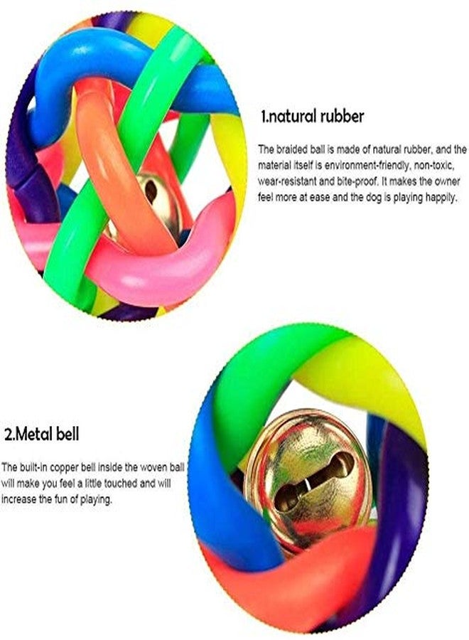 THE DDS STORE Rubber Cord Woven Colourful Knot Chew Ball Training Playing Toy with Jingle Bell Inside for Dog and Cat (Rainbow) - Image 3